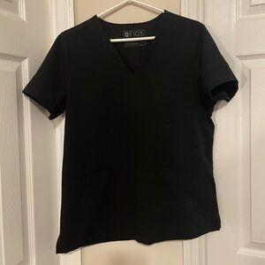 Figs Black V-Neck Scrub Top